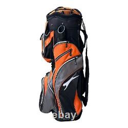 Slazenger Orange Black Golf Cart Bag 14 Way Div Padded Shoulder Strap 8 Pockets