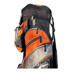 Slazenger Orange Black Golf Cart Bag 14 Way Div Padded Shoulder Strap 8 Pockets