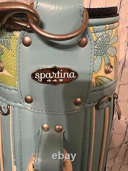Spartina 449 Linen Golf Cart Bag 14-way Floral Flower Design Blue