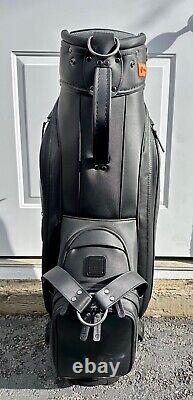Stitch Cart Golf Bag black leather 5-way divider almost brand new