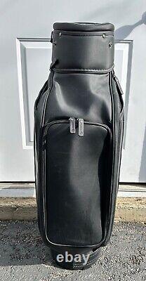 Stitch Cart Golf Bag black leather 5-way divider almost brand new