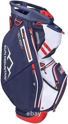 Sun Mountain 2024 C-130 Golf Cart Bag 14-Way Cart Bag NAVY / WHITE / RED USA