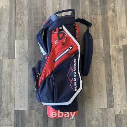 Sun Mountain C-130 Cart Bag 14 Ind. Full Dividers Navy/White/Red USA withRain Hood