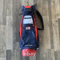 Sun Mountain C-130 Cart Bag 14 Ind. Full Dividers Navy/White/Red USA withRain Hood