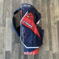 Sun Mountain C-130 Cart Bag 14 Ind. Full Dividers Navy/White/Red USA withRain Hood