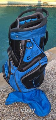 Sun Mountain C-130 Golf Cart Bag 14 Way Divider with Strap Black Blue + Rain Cover
