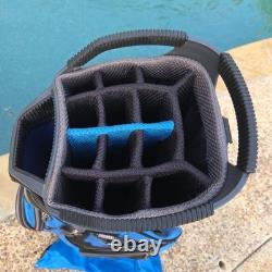 Sun Mountain C-130 Golf Cart Bag 14 Way Divider with Strap Black Blue + Rain Cover
