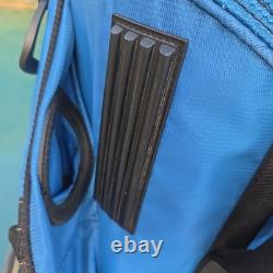 Sun Mountain C-130 Golf Cart Bag 14 Way Divider with Strap Black Blue + Rain Cover