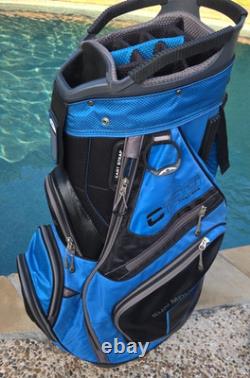 Sun Mountain C-130 Golf Cart Bag 14 Way Divider with Strap Black Blue + Rain Cover