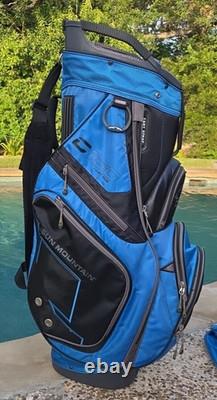 Sun Mountain C-130 Golf Cart Bag 14 Way Divider with Strap Black Blue + Rain Cover