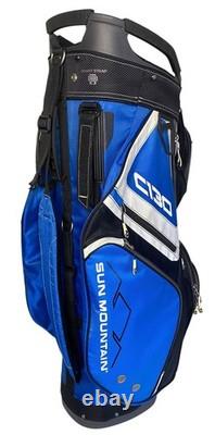 Sun Mountain C130 14 Way Blue & White Golf Cart Club Stand Bag with Shoulder Strap