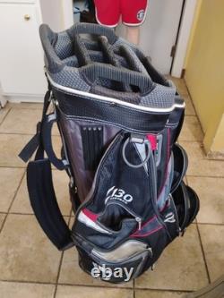 Sun Mountain C130 Golf Club Cart Bag 14-Way Black/ Red WithCover, Excellent Cond