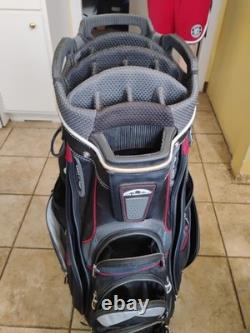 Sun Mountain C130 Golf Club Cart Bag 14-Way Black/ Red WithCover, Excellent Cond