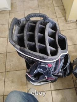 Sun Mountain C130 Golf Club Cart Bag 14-Way Black/ Red WithCover, Excellent Cond