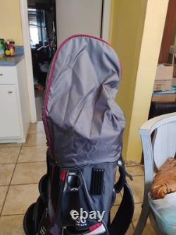 Sun Mountain C130 Golf Club Cart Bag 14-Way Black/ Red WithCover, Excellent Cond