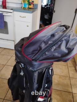 Sun Mountain C130 Golf Club Cart Bag 14-Way Black/ Red WithCover, Excellent Cond
