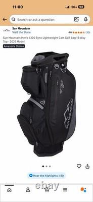 Sun Mountain C130 Sync Lightweight Cart Golf Bag 14-Way Black Gray Nylon Divider