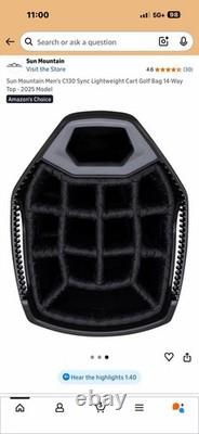 Sun Mountain C130 Sync Lightweight Cart Golf Bag 14-Way Black Gray Nylon Divider