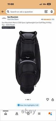 Sun Mountain C130 Sync Lightweight Cart Golf Bag 14-Way Black Gray Nylon Divider