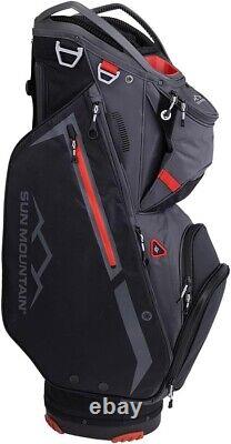 Sun Mountain Golf 2024 Maverick Cart Bag 14-Way BLACK / STEEL / RUSH RED