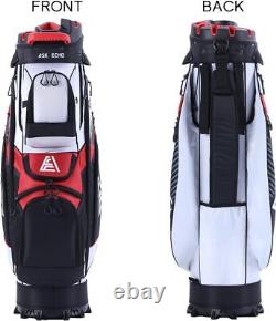 T-Lock Golf Cart Bag with 14 Way Organizer Divider Top, Premium Cart Bag White