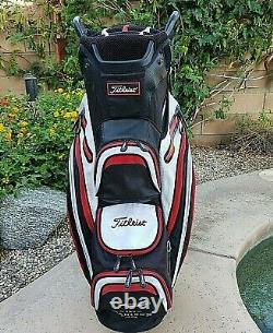 TITLEIST Cart 14 Golf Bag Red Black White 12 Pocket Carry Ride Club Logo