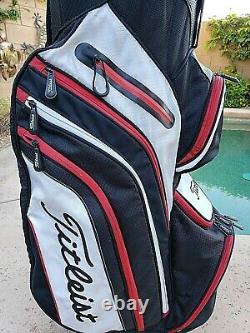 TITLEIST Cart 14 Golf Bag Red Black White 12 Pocket Carry Ride Club Logo