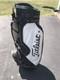 Titleist Vintage Golf Cart Bag 3 Way Leather Grain Black White