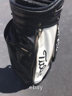 TITLEIST Vintage Golf Cart Bag 3 Way Leather Grain Black White