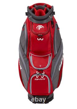 TOP-FLITE GAMER Golf Club Cart Bag Red 14-Way Padded Divider