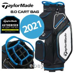 TaylorMade 8.0 14-WAY Divider Golf Cart Bag Black/White/Blue NEW! 2021