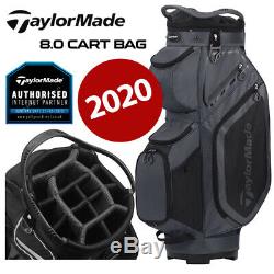 TaylorMade 8.0 14-WAY Divider Golf Cart Bag Charcoal/Black NEW! 2020