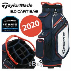 TaylorMade 8.0 14-WAY Divider Golf Cart Bag Navy/White/Red NEW! 2020