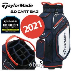 TaylorMade 8.0 14-WAY Divider Golf Cart Bag Navy/White/Red NEW! 2021