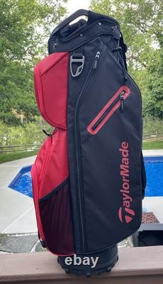 TaylorMade Golf 2023 Classic Cart Bag Black/Red Valuables Pouch Putter Well