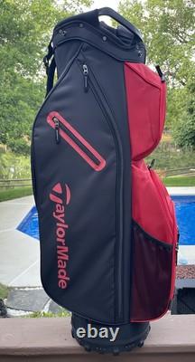 TaylorMade Golf 2023 Classic Cart Bag Black/Red Valuables Pouch Putter Well