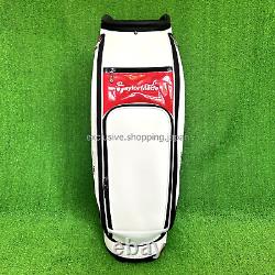 TaylorMade Golf Auth-Tech Cart Bag 9.5 x 47 inch 5-way White / Navy / Red 2024