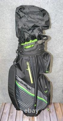 TaylorMade Golf Bag 14-Way Black Green Cart Large With Rain Hood Divider Strap