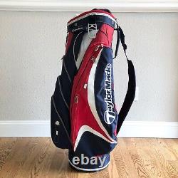 TaylorMade Golf Bag Cart Red White Blue 14 Way Carry Shoulder Strap Rain Cover