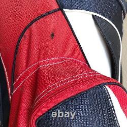 TaylorMade Golf Bag Cart Red White Blue 14 Way Carry Shoulder Strap Rain Cover