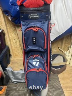 TaylorMade Golf Cart Bag Blue/Black/White, 14-Way with Rain Cover