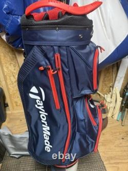 TaylorMade Golf Cart Bag Blue/Black/White, 14-Way with Rain Cover