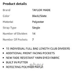 TaylorMade Select ST Cart Bag, Black/Slate