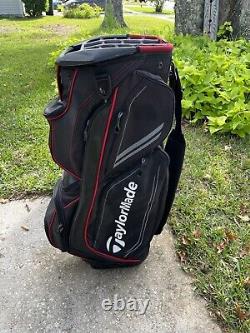 Taylormade Catalina Golf Cart Bag 14 Way Pockets Black Red Rain Cover