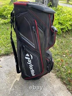 Taylormade Catalina Golf Cart Bag 14 Way Pockets Black Red Rain Cover