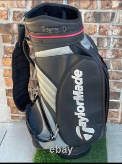 Taylormade Staff Tour Cart Golf Bag Black Gray White Red Strap 6 Way EUC