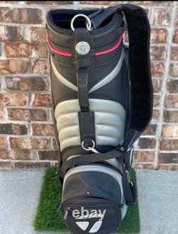 Taylormade Staff Tour Cart Golf Bag Black Gray White Red Strap 6 Way EUC