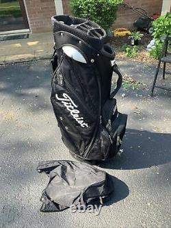 Titleist 14 Way Golf Cart in Bag Black White W Rain Cover. Great Condition