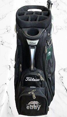 Titleist 15 Golf Cart Bag Lite Wt Black 9 Pkts Waterproof w Hood Embroidery EUC