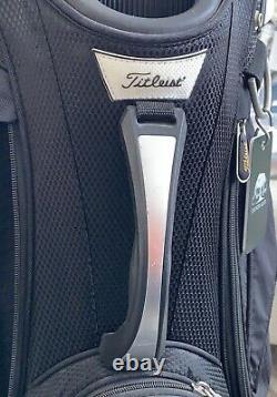 Titleist 15 Golf Cart Bag Lite Wt Black 9 Pkts Waterproof w Hood Embroidery EUC